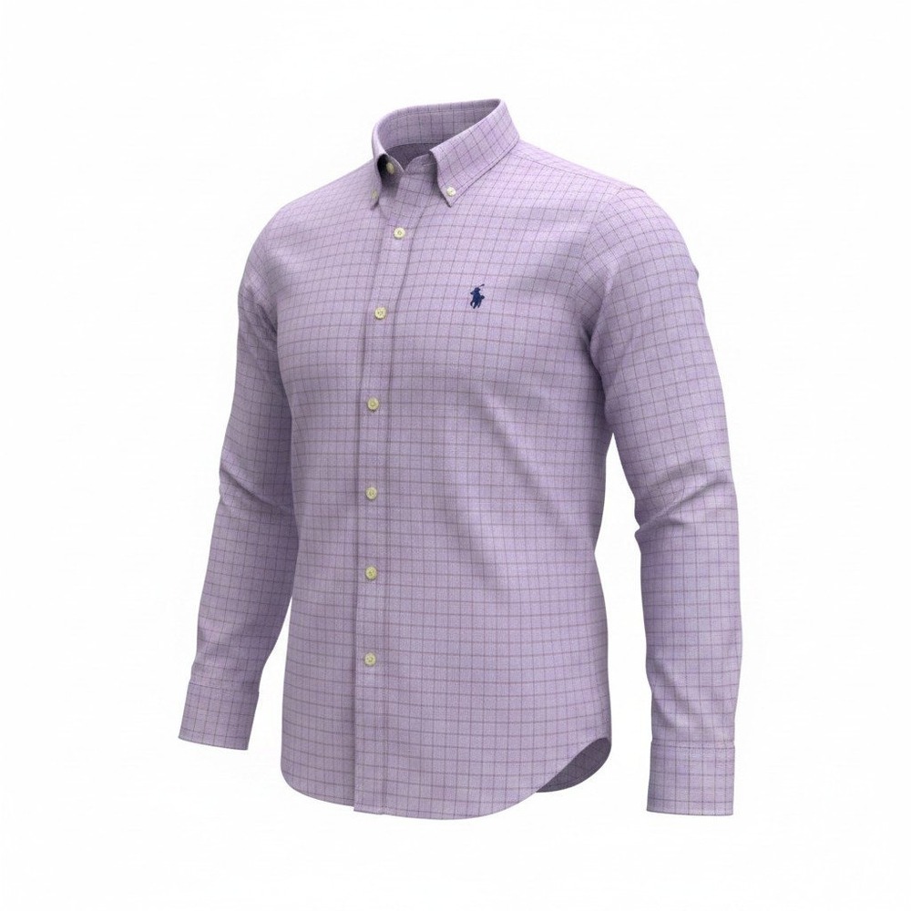 Ralph Lauren Button Down Shirt Mens 15 32/33 Purple Plaid Classic Fit Office